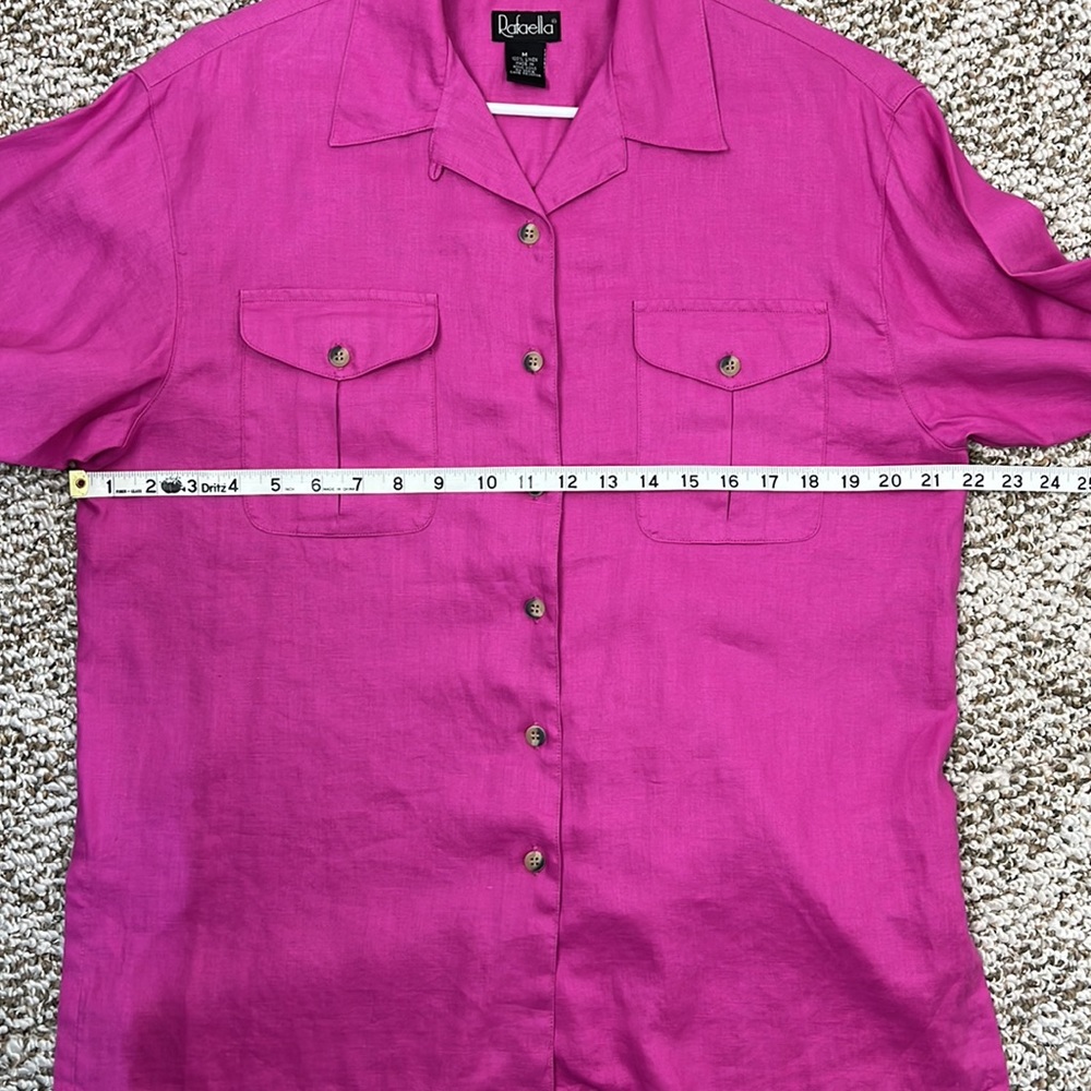 RAFAELLA 100% Linen Hot Pink Button Down Blouse size medium NWT - Picture 14 of 16